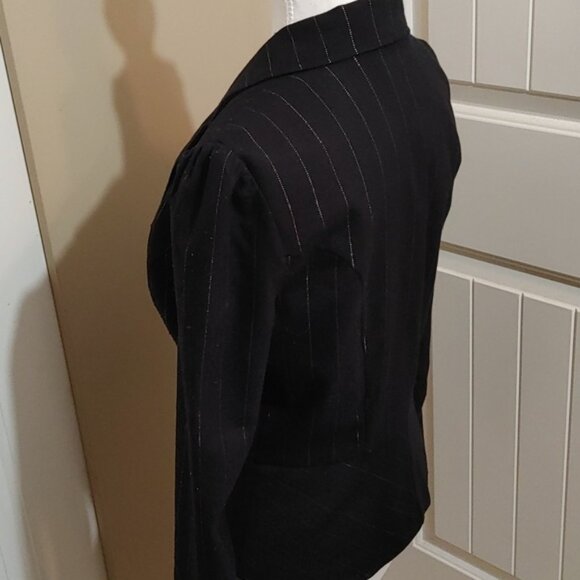 GUESS Jeans black long sleeves blazer with jacket silver threads size M - Picture 6 of 8